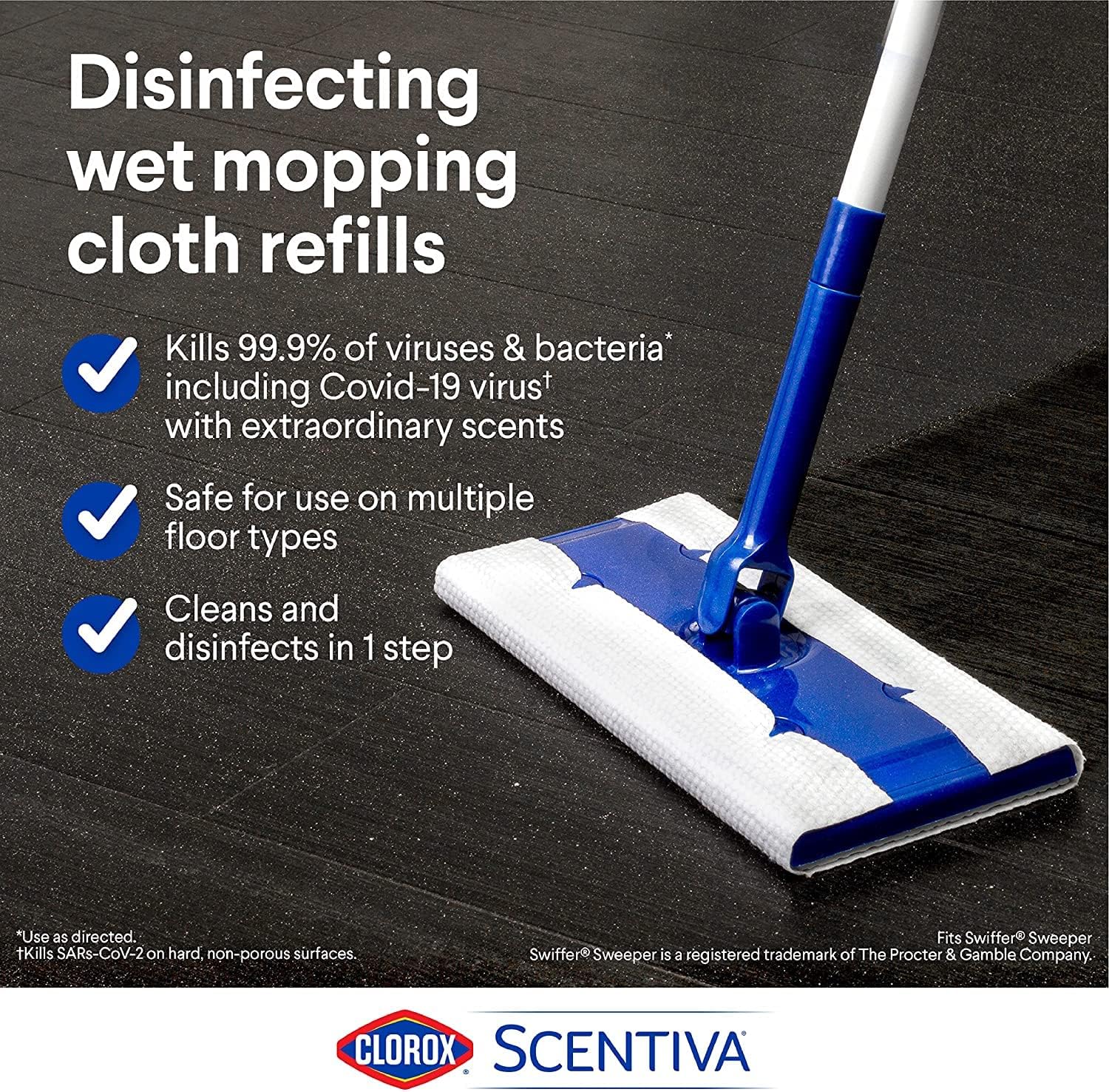 Clorox Disinfecting Mist, Lemon and Orange Blossom, Household Essentials, 1 Spray Bottle and 1 Refill, 16 Fl Oz Each