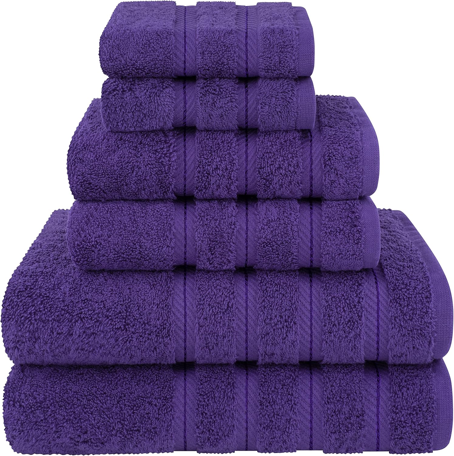 American Soft Linen Luxury 6 Piece Towel Set, 2 Bath Towels 2 Hand Towels 2 Washcloths, 100% Cotton Turkish Towels for Bathroom, Light Grey Towel Sets