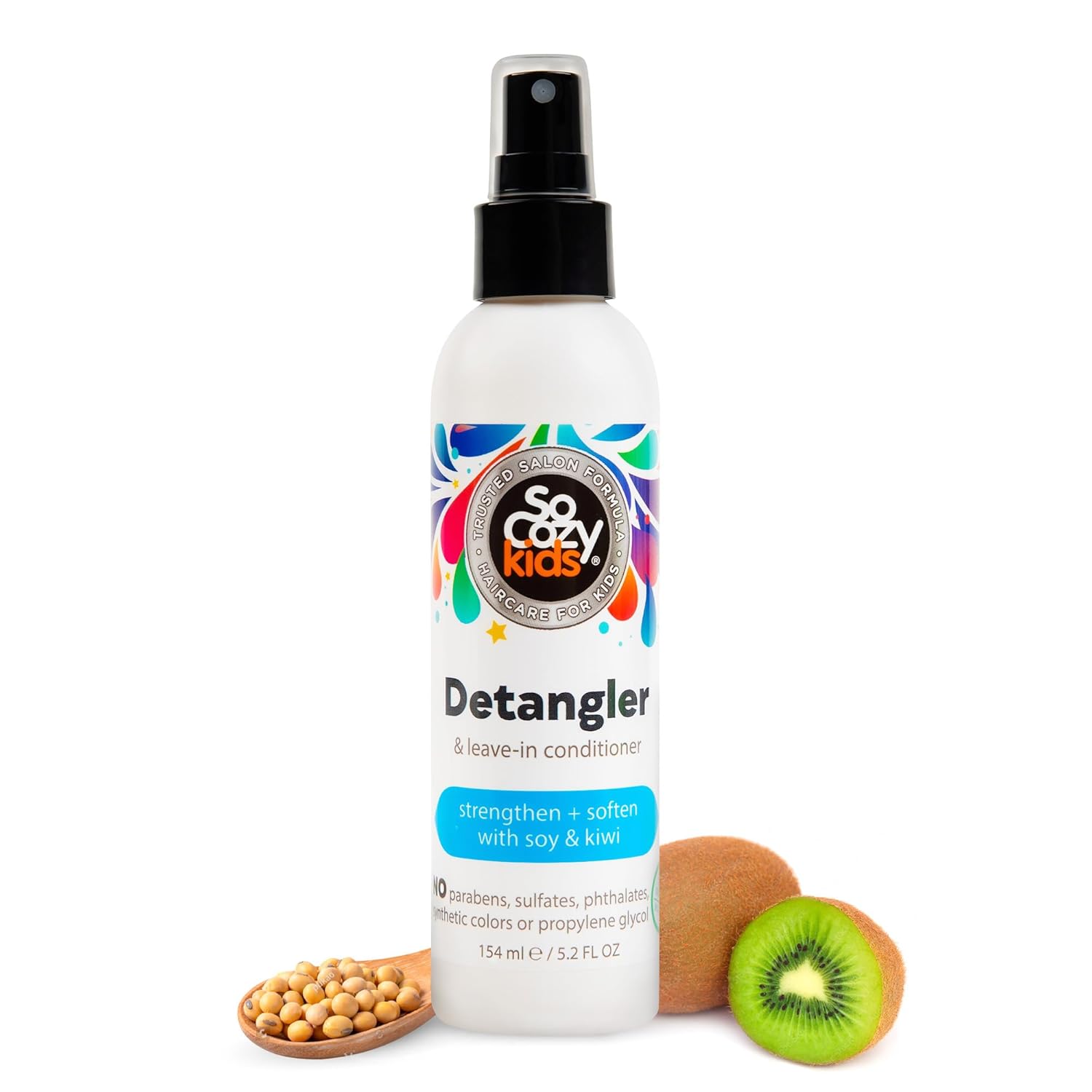 So Cozy Detangler & Leave In Conditioner Spray (8 Fl Oz) Hair Detangler Spray for Kids, Paraben-Free Leave In Hair Conditioner & Detangling Spray for Frizzy Hair, Keratin, Soy Protein & Kiwi Extract