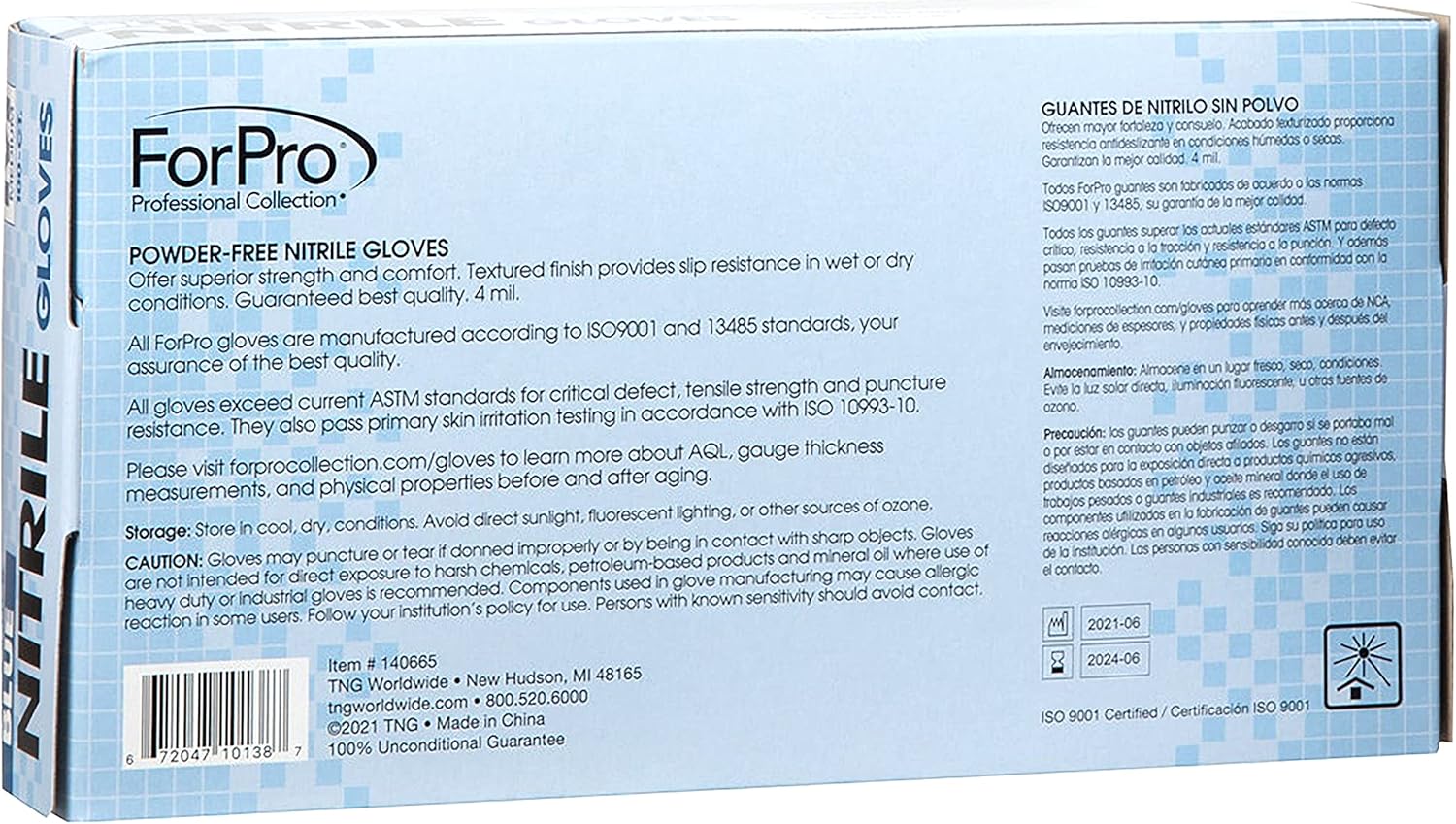 ForPro Professional Collection Disposable Nitrile Gloves, Chemical Resistant, Powder-Free, Latex-Free, Non-Sterile, Food Safe, 4 Mil, Black, Large, 100-Count