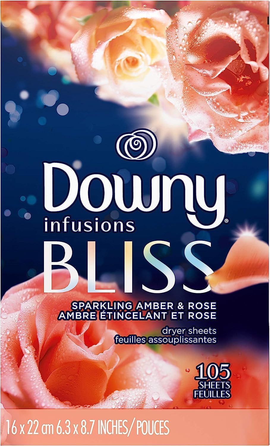 Downy Infusions Mega Dryer Sheets, Laundry Fabric Softener, CALM, Lavender and Vanilla Bean, 180 Count (3 box of 60 sheets)