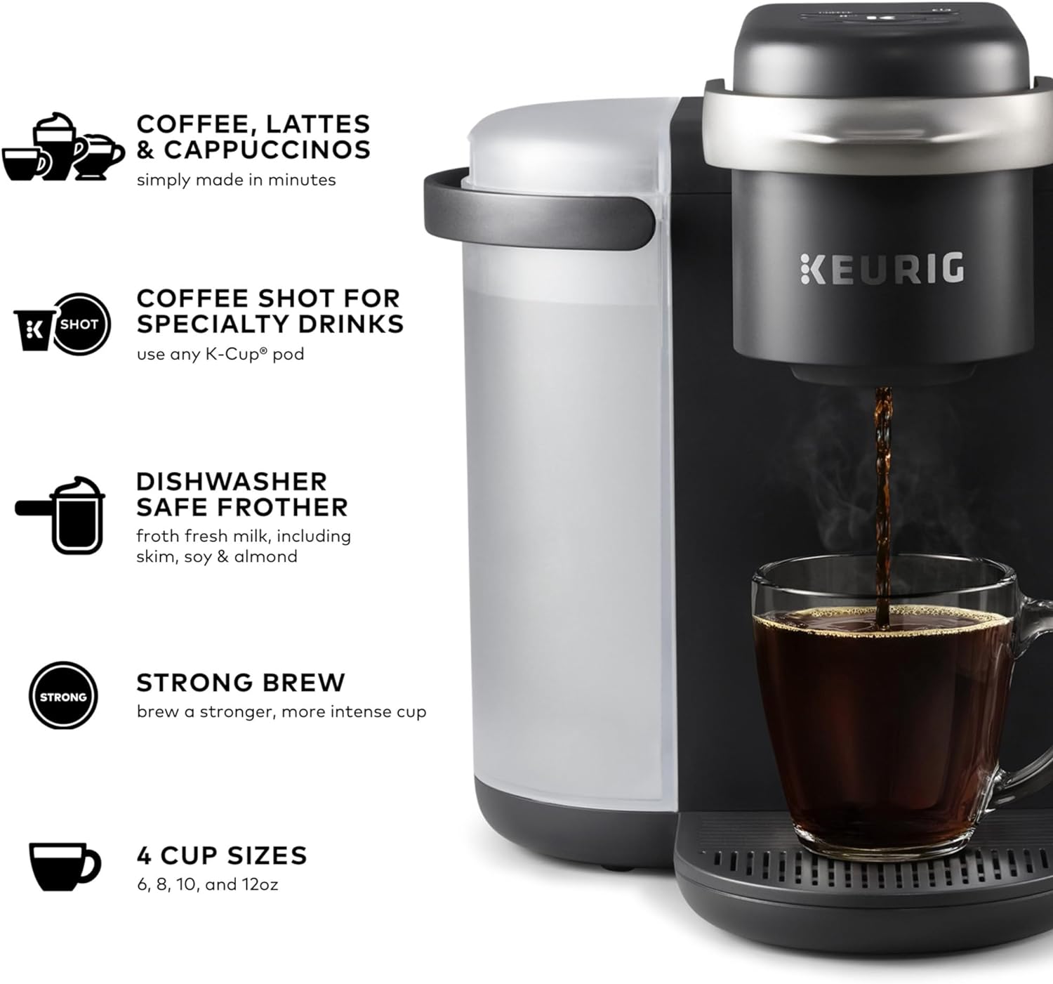 Keurig K-Cafe K-Duo Single Serve Coffee, Latte and Cappuccino Maker, 32 K-Cup Pods, Dark Charcoal