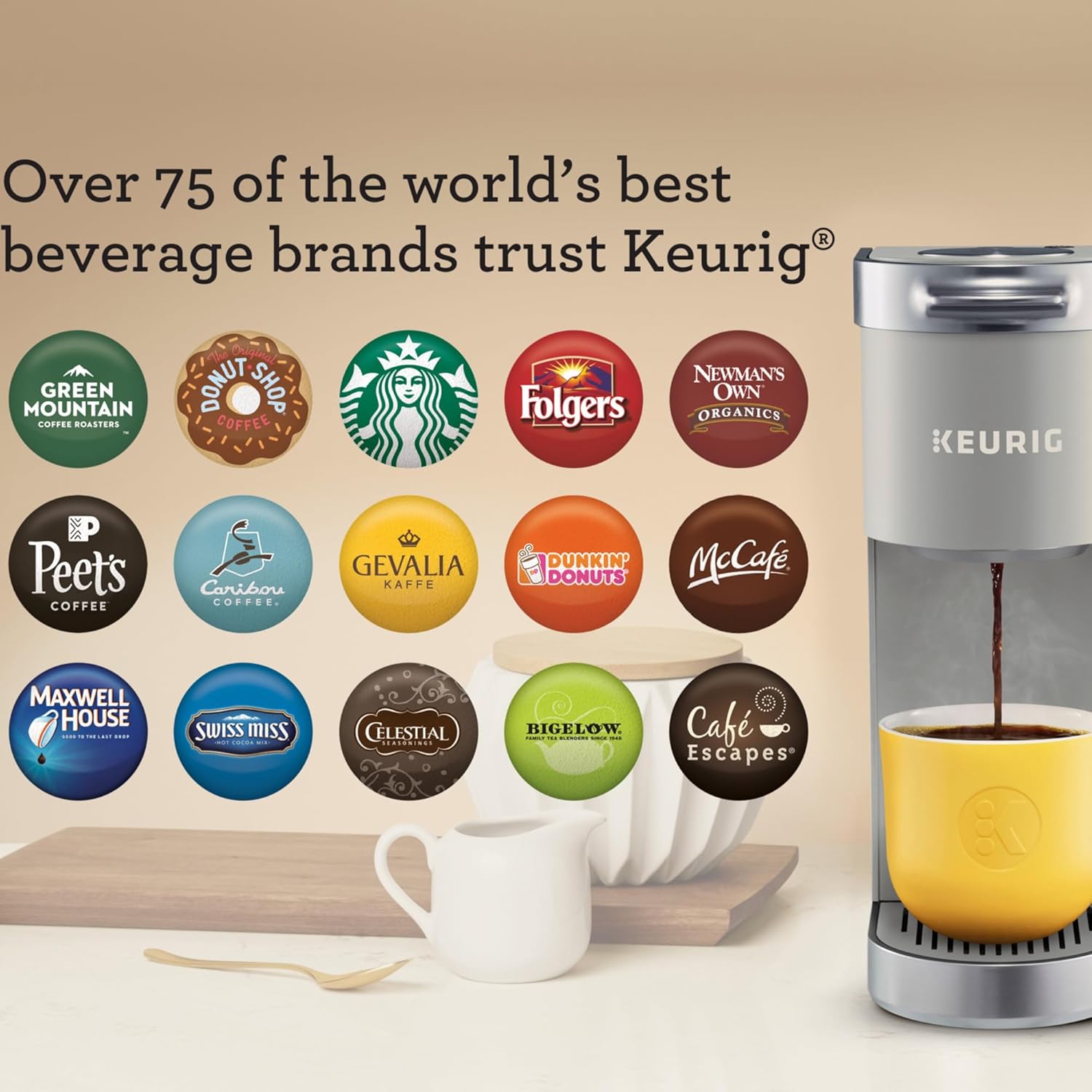 Keurig K-Mini Plus Single Serve K-Cup Pod Coffee Maker, with 6 to 12oz Brew Size, Stores up to 9 K-Cup Pods, Travel Mug Friendly, Matte Black