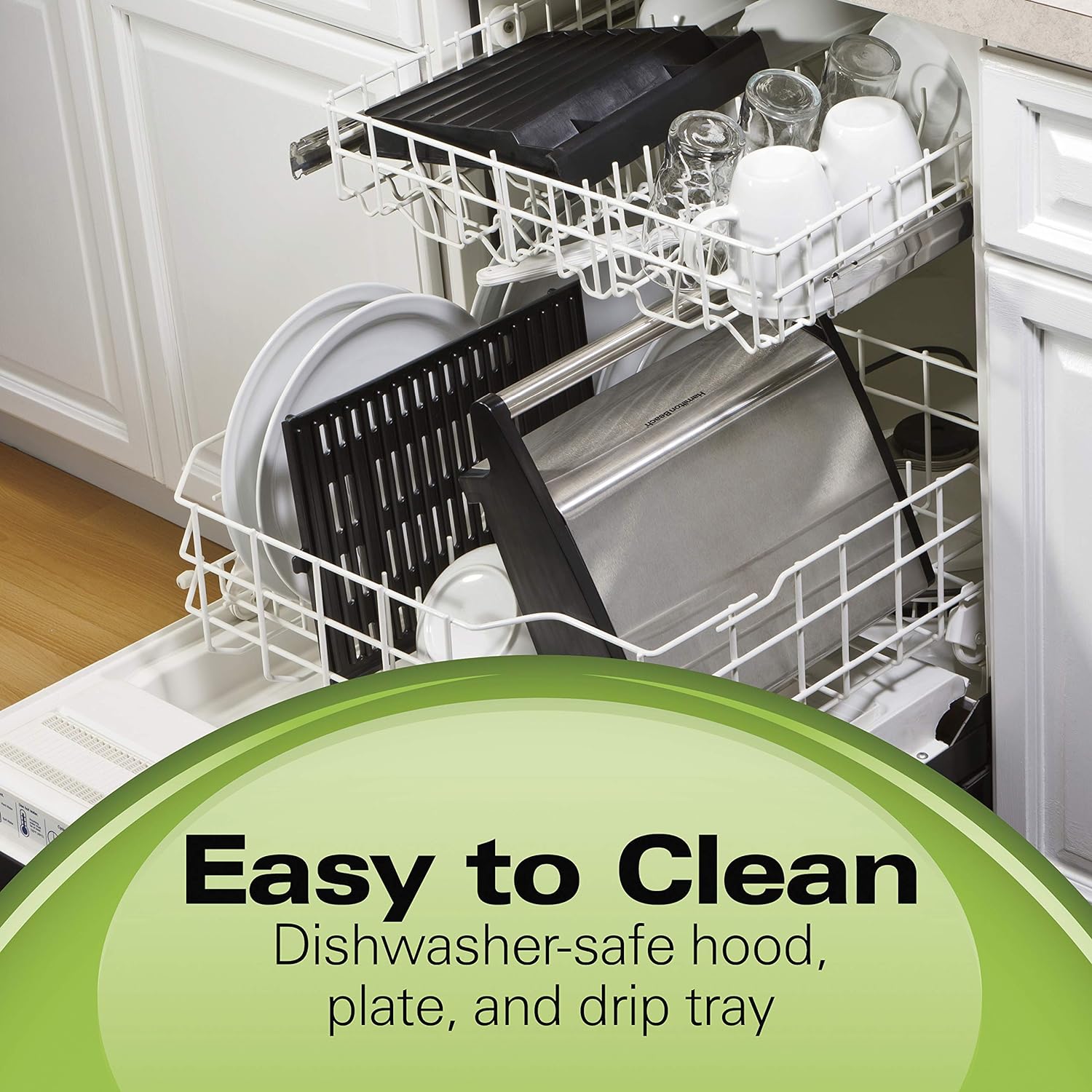 Hamilton Beach Electric Indoor Searing Grill with Viewing Window & Adjustable Temperature Control to 450F, 118 sq. in. Surface Serves 6, Removable Nonstick Grate, Stainless Steel