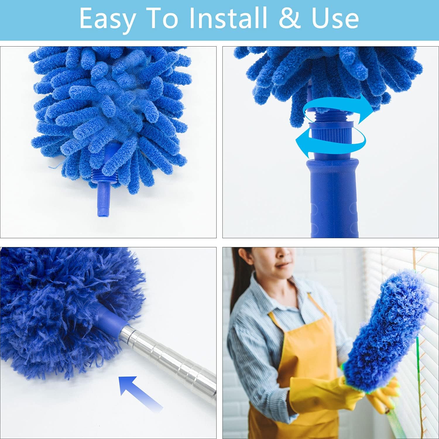 Microfibre Duster for high Ceilings, Duster for Cleaning Fan Cobweb, 100