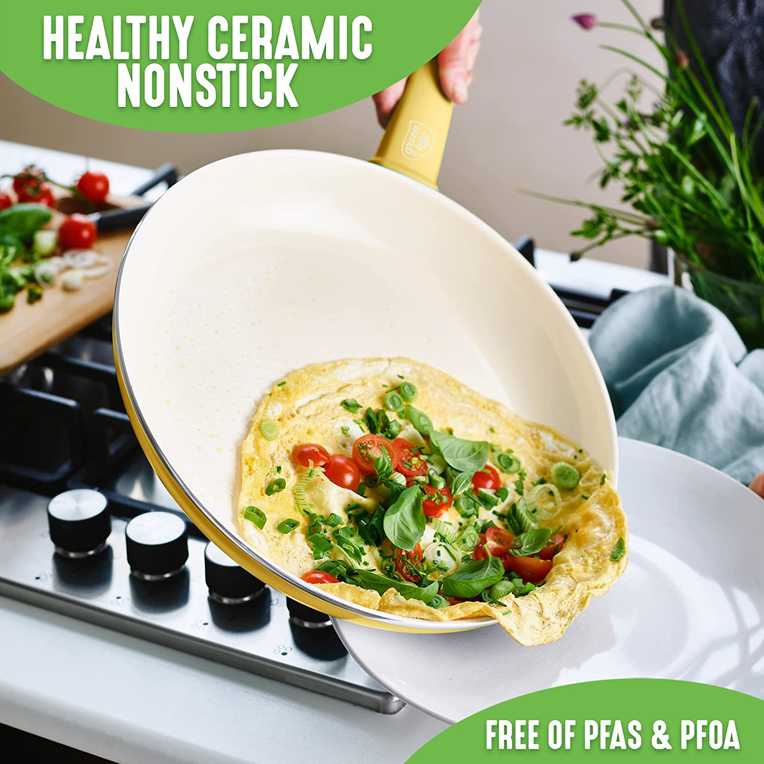 Ceramic non-stick 12-piece pan set