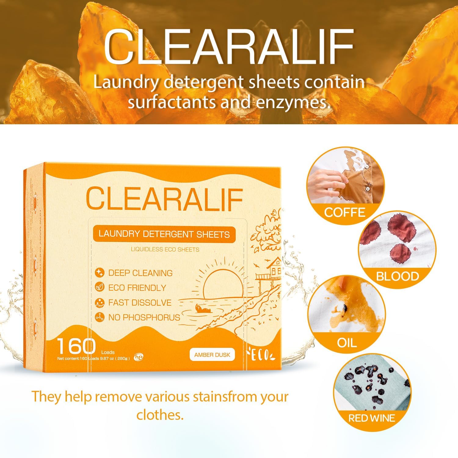 CLEARALIF Laundry Detergent Sheets Up to 160 Loads, Fresh Linen - Great For Travel,Apartments, Dorms,Laundry Detergent Strips Eco Friendly & Hypoallergenic