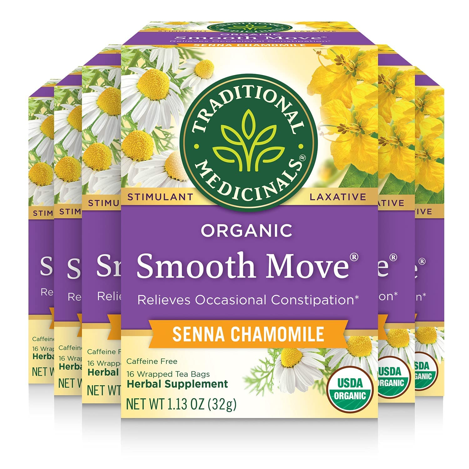 Traditional Medicinals Smooth Move, Helps Relieve Constipation Overnight, 16 Teabags