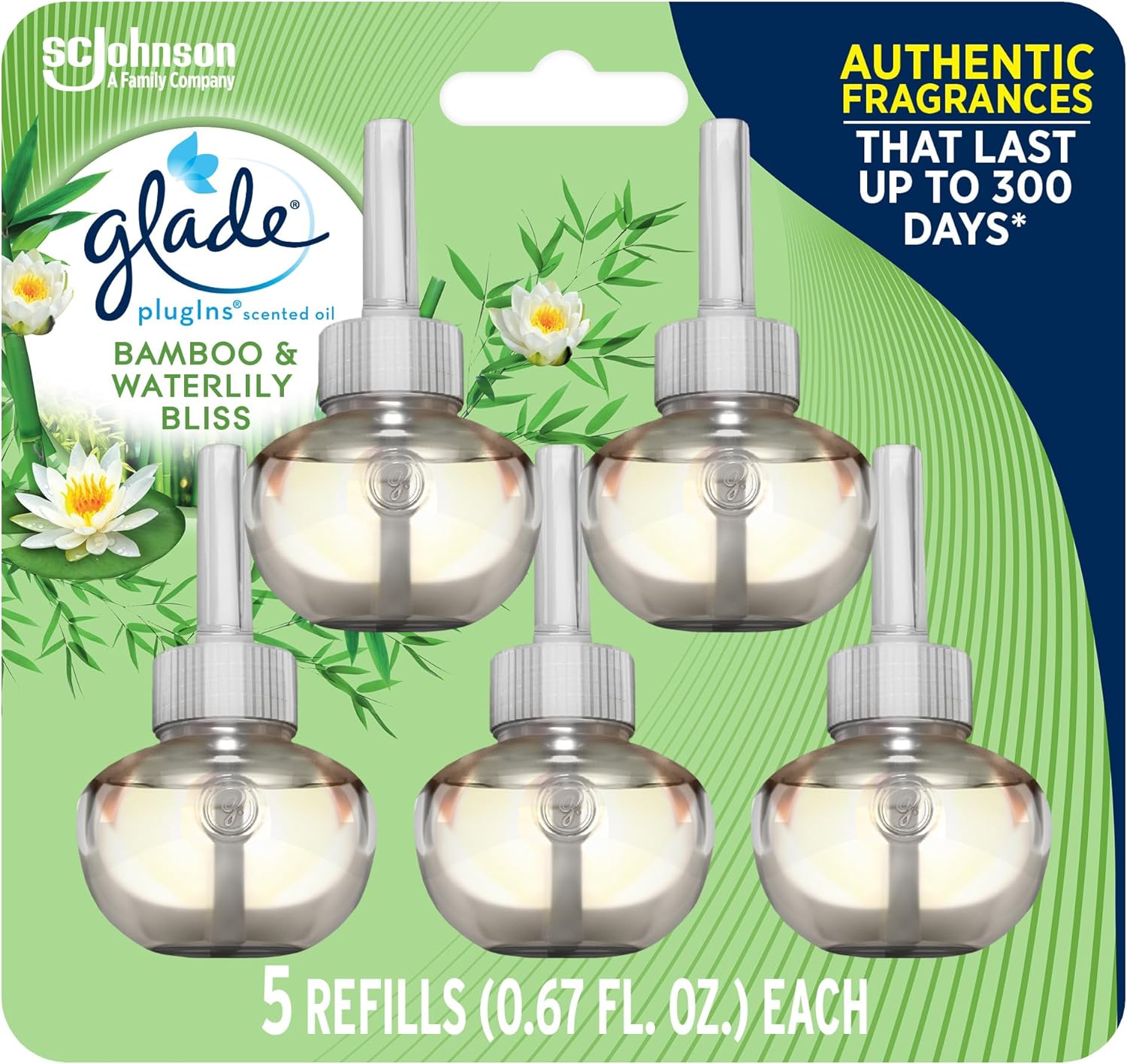 Glade PlugIns Refills Air Freshener, Scented and Essential Oils for Home and Bathroom, Apple Cinnamon, 3.35 Fl Oz, 5 Count