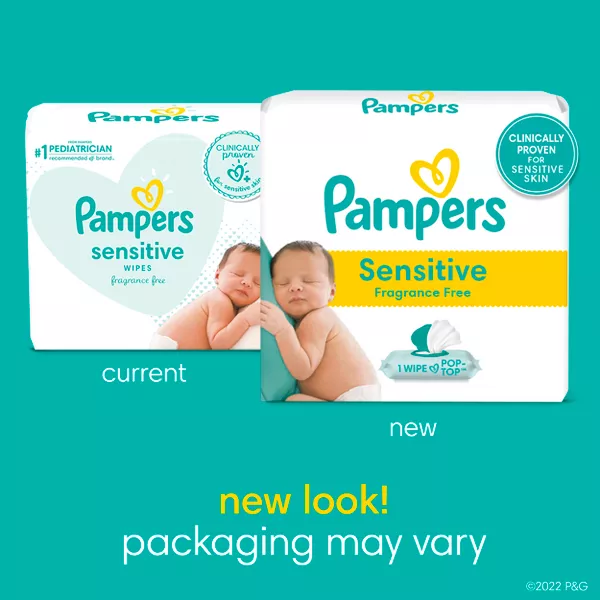 Pampers Baby Wipes Sensitive Perfume Free 1X Pop-Top Pack 84 Count