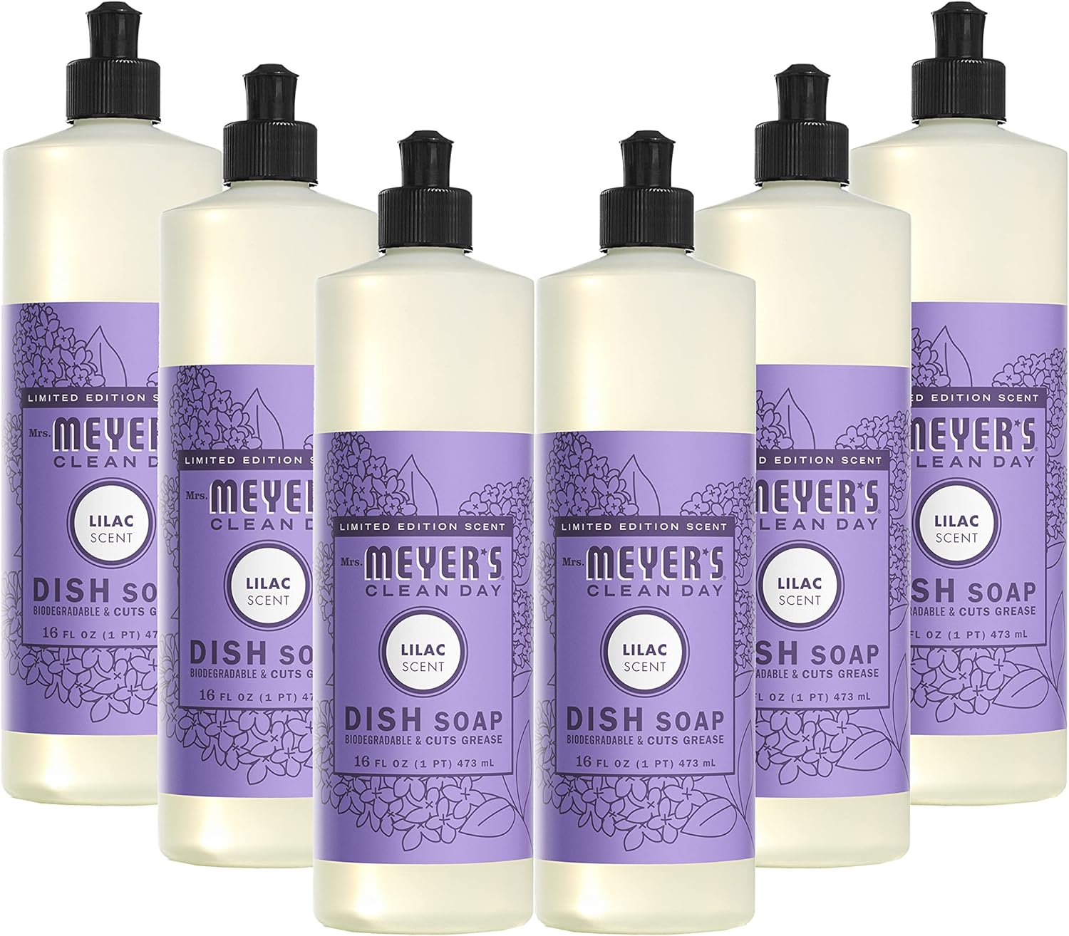 MRS. MEYER'S CLEAN DAY Liquid Dish Soap, Biodegradable Formula, Basil, 16 fl. oz - Pack of 3