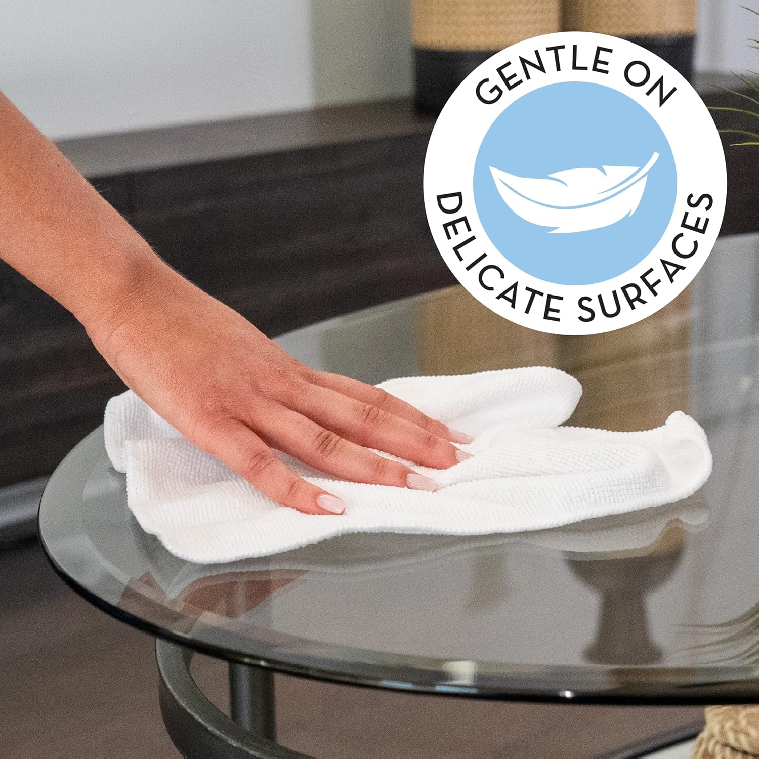 S&T INC. 150 Pack Microfiber Cleaning Cloth, Bulk Microfiber Towel for Home, Reusable Microfiber Towels for Cars, Light Blue, 11.5 in. x 11.5 in., 150 Count