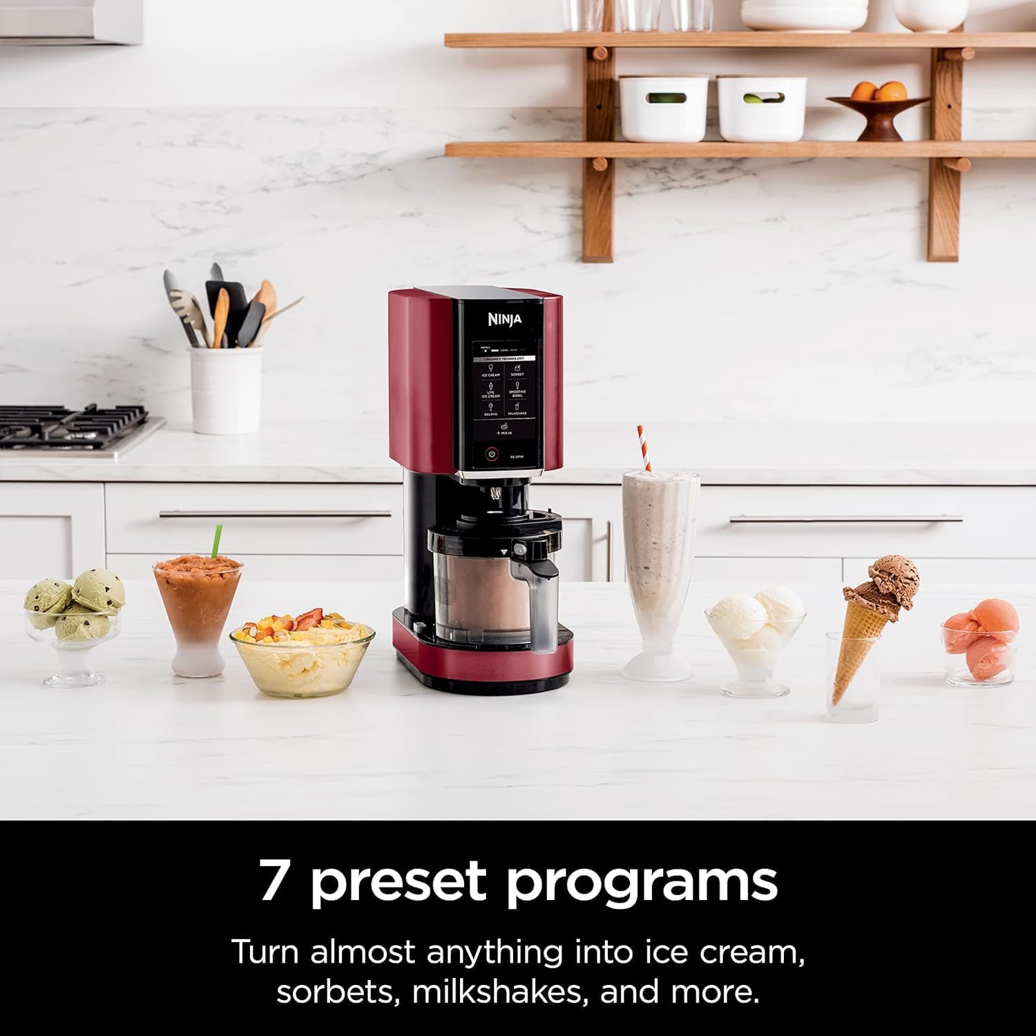 SharkNinja NC301 CREAMi 7-In-1 Ice Cream Maker with 7 Custom Frozen Treat Modes and Easy 3-Step Treat Preparation (Cloud Silver, Renewed)