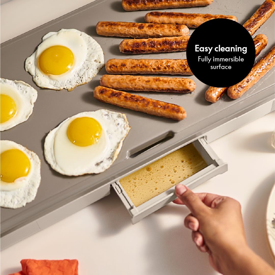 BELLA Electric Ceramic Titanium Griddle, Make 10 Eggs At Once, Healthy-Eco Non-stick Coating, Hassle-Free Clean Up, Large Submersible Cooking Surface, 10.5
