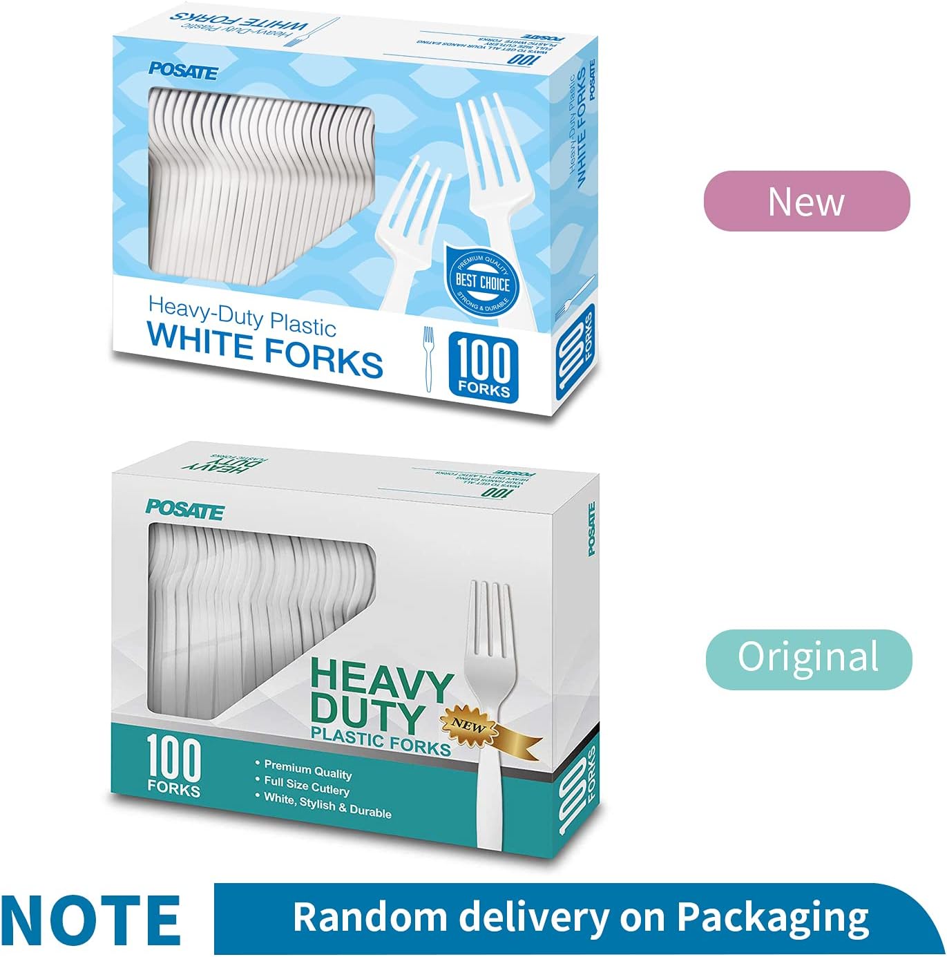 POSATE Heavy Weight Plastic Forks, Clear Disposable, 100 Count