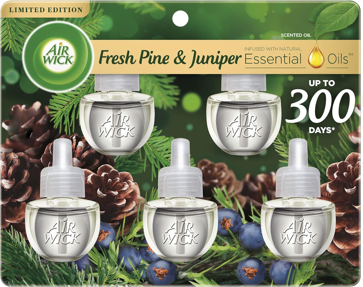 Air Wick Plug in Scented Oil Refill, 5 ct, Pumpkin Spice, Air Freshener, Essential Oils, Fall Scent, Fall Decor