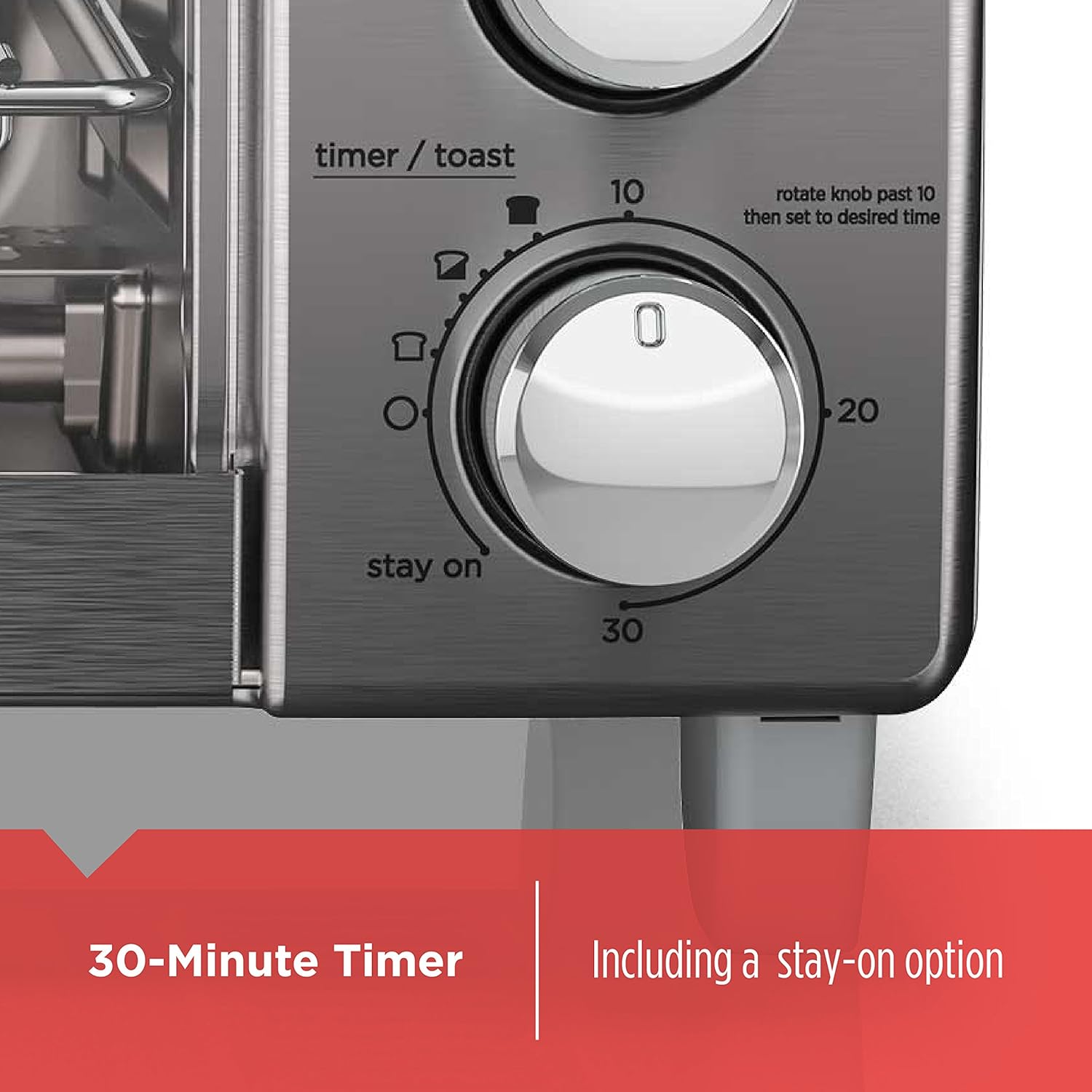 BLACK+DECKER 4-Slice Toaster Oven, TO1745SSG, Even Toast, 4 Cooking Functions Bake, Broil, Toast and Keep Warm, Removable Crumb Tray, Timer
