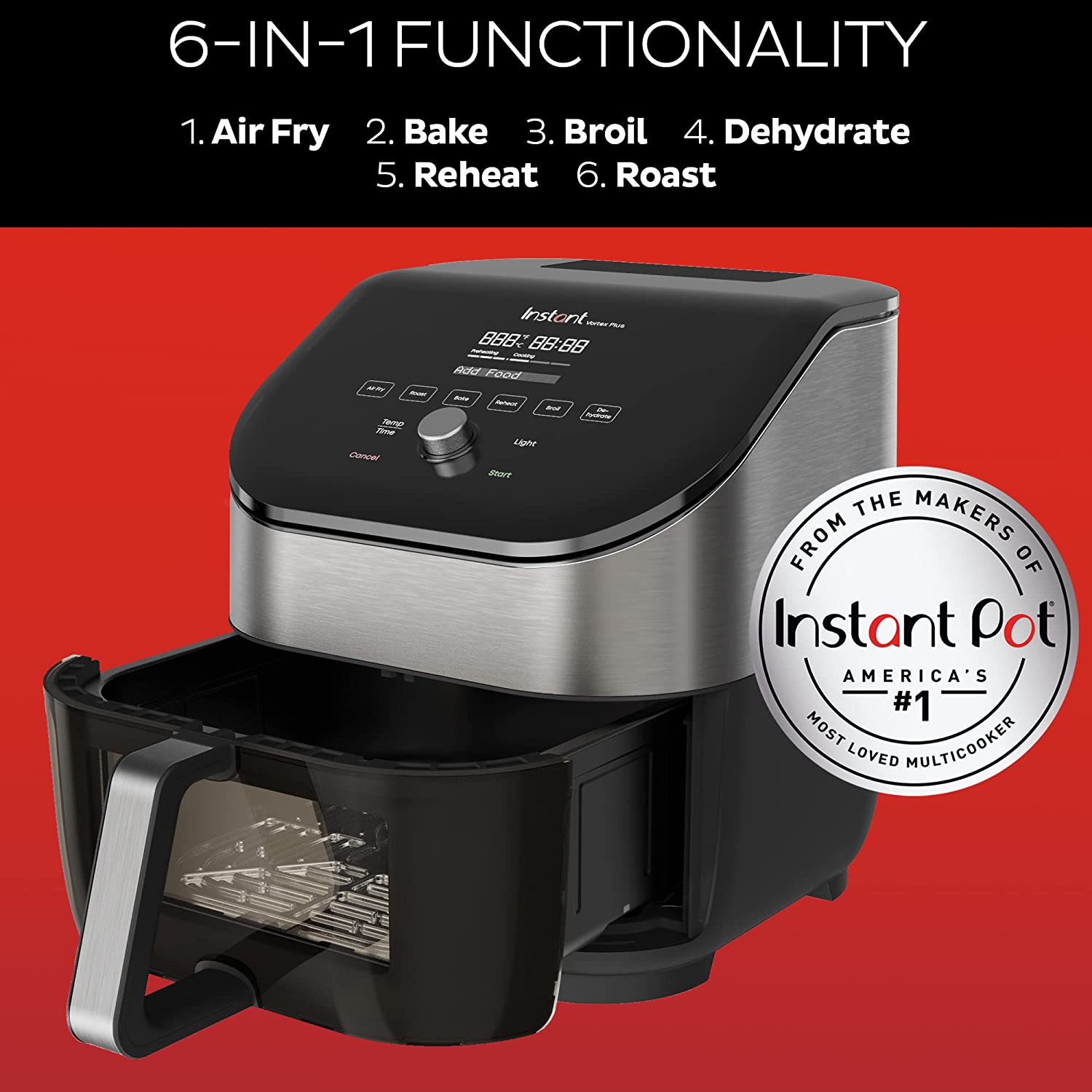 Omni Pro 19 QT/18L Air Fryer Toaster Oven Combo, From the Makers of Pot, 14-in-1 Functions, Fits a 12