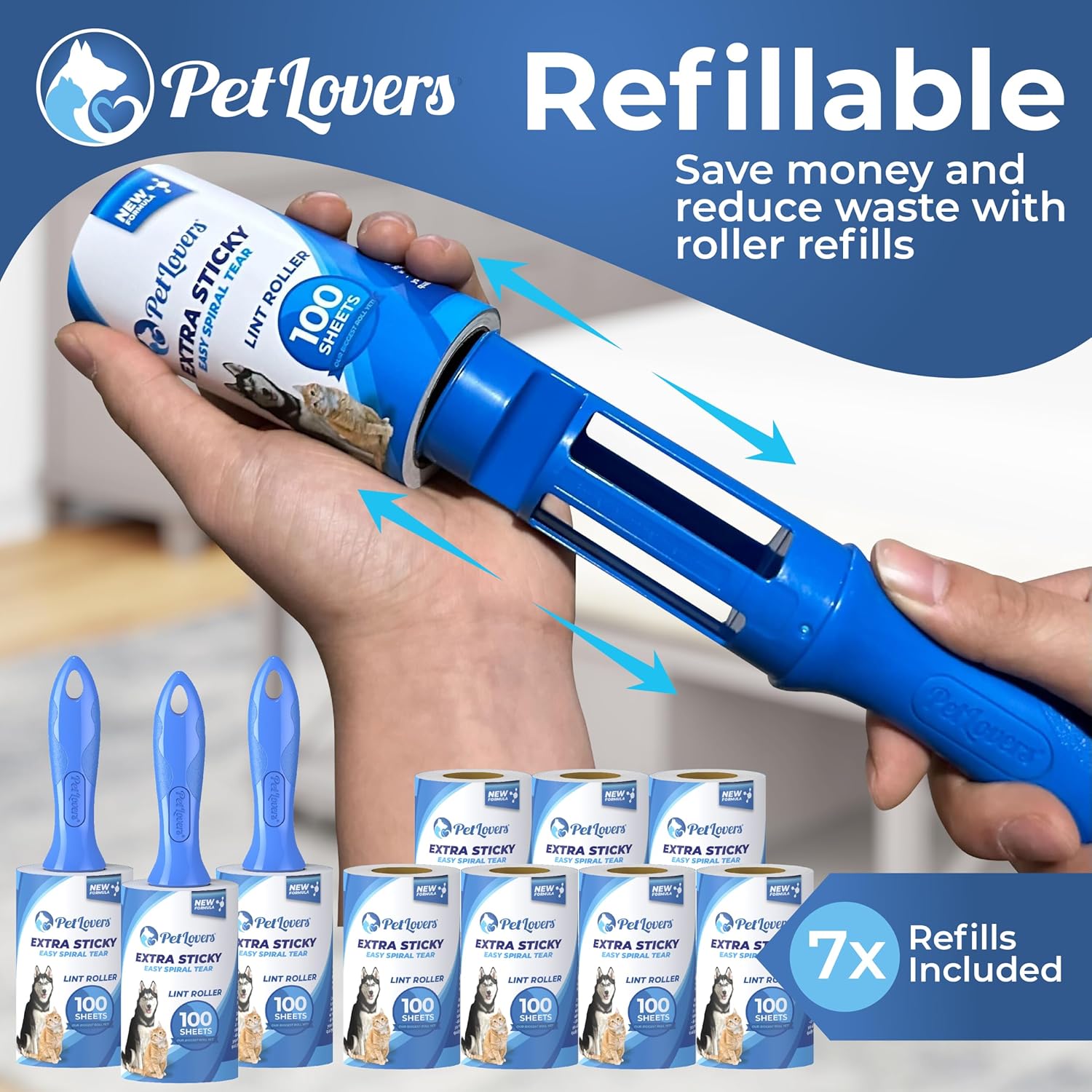PetLovers Lint Rollers for Pet Hair Extra Sticky 420 Sheets - Lint Remover for Clothes