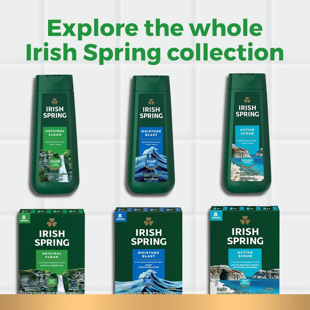 Irish Spring Mens Body Wash, Moisture Blast Body Wash for Men, Feel Fresh All Day, 30 Oz Pump Bottle