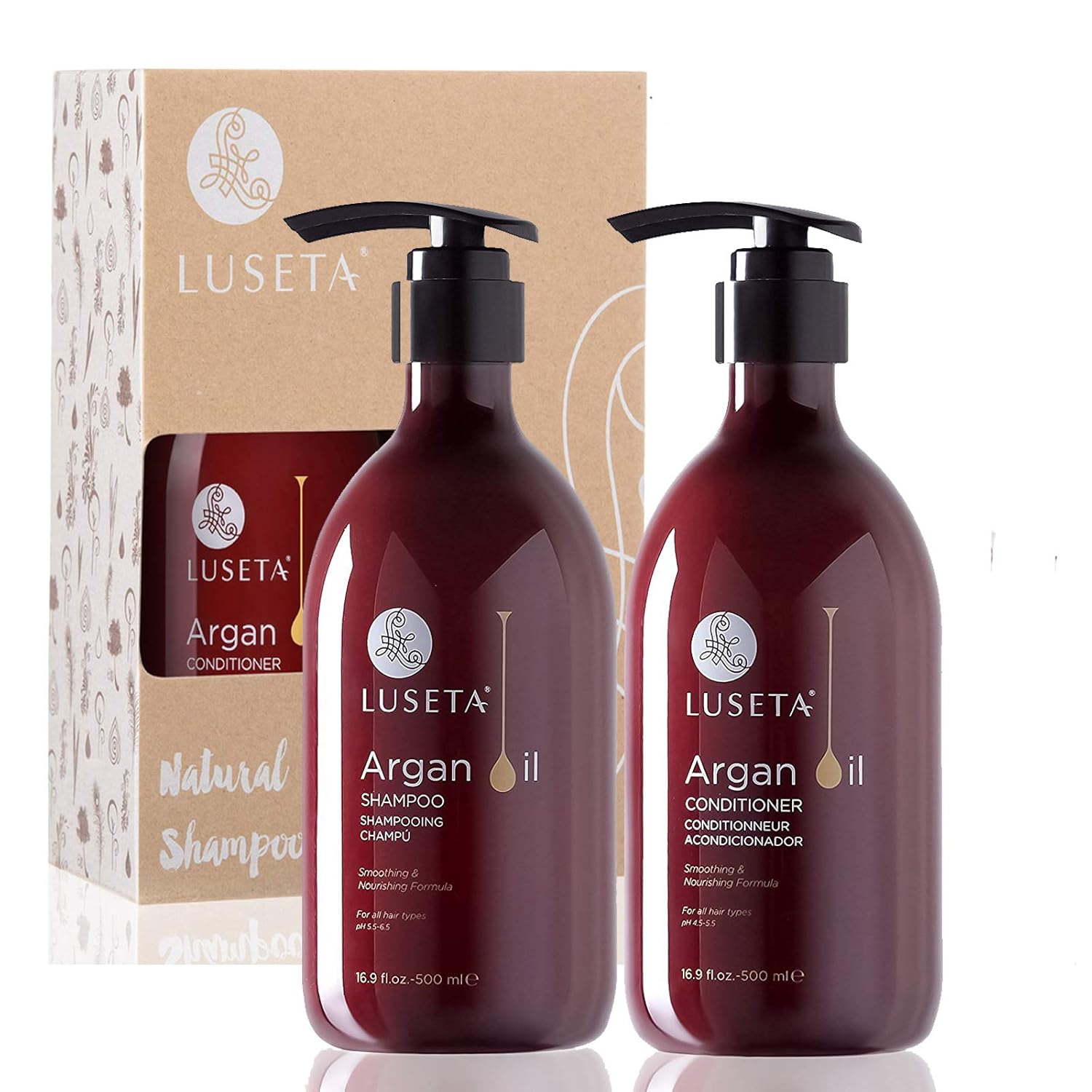 Luseta Biotin Shampoo and Conditioner for HairGrowth - Thickening Shampoo for Thinning Hair andHair Loss - Infused with Argan Oil to Repair DamagedDry Hair - Sulfate Free Paraben Free-2 x 16.9 fl oz