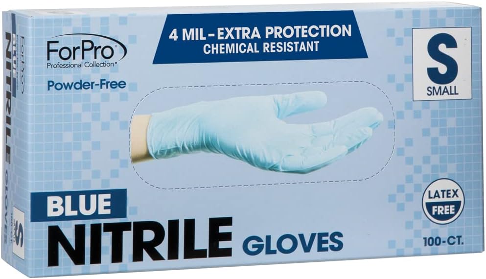 ForPro Professional Collection Disposable Nitrile Gloves, Chemical Resistant, Powder-Free, Latex-Free, Non-Sterile, Food Safe, 4 Mil, Black, Large, 100-Count