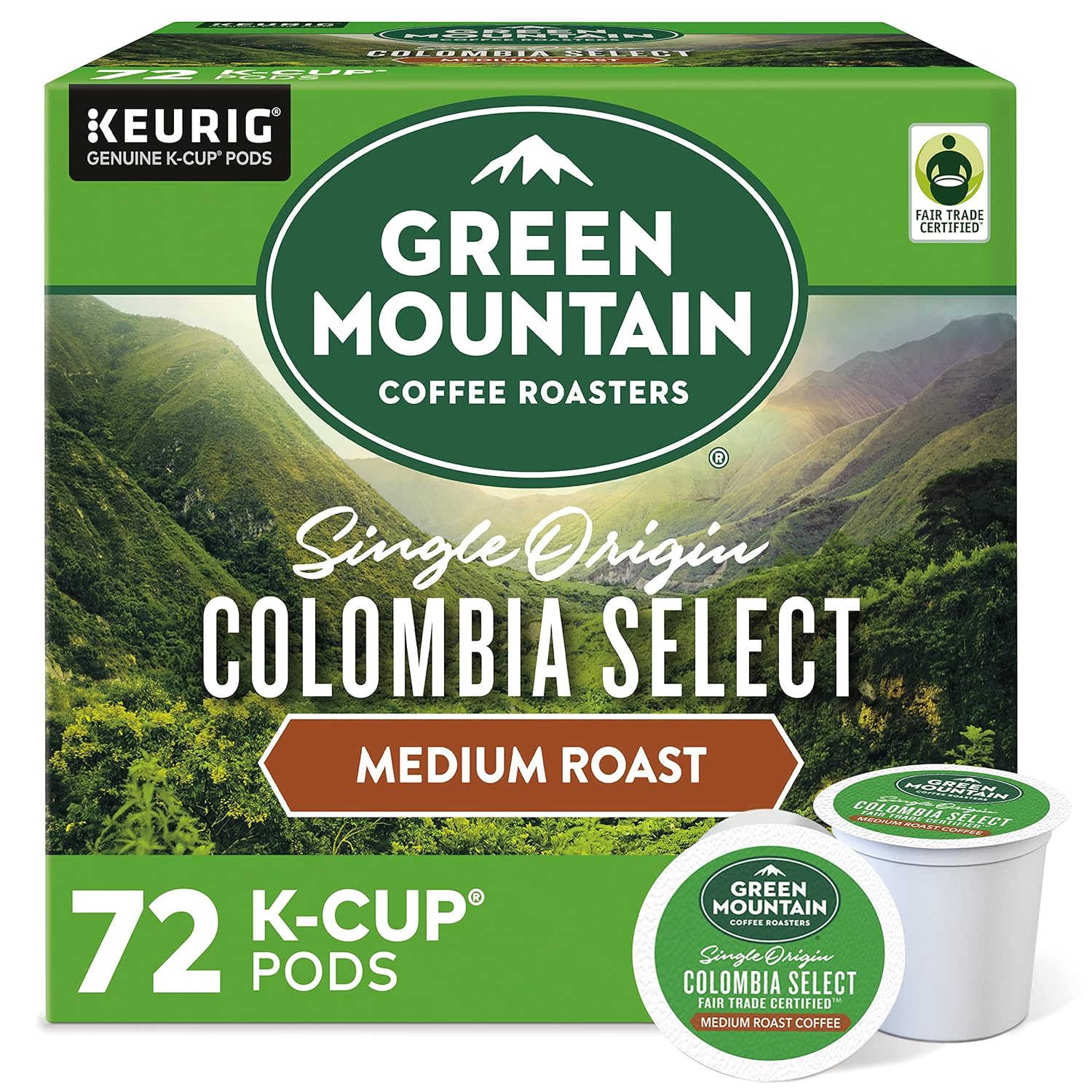 Green Mountain Coffee Roasters Half Caff Keurig Single-Serve K-Cup pods, Medium Roast Coffee, 72 Count (6 Packs of 12)