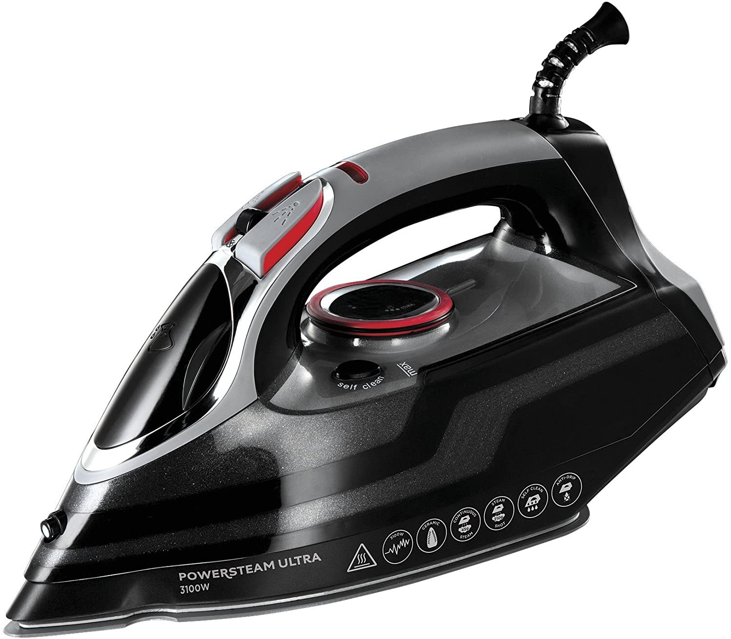 Professional Clothes Iron - 2600 W, Ceramic Soleplate, 210g Steam Boost, Self-Cleaning Function, White and Blue - 20562-56