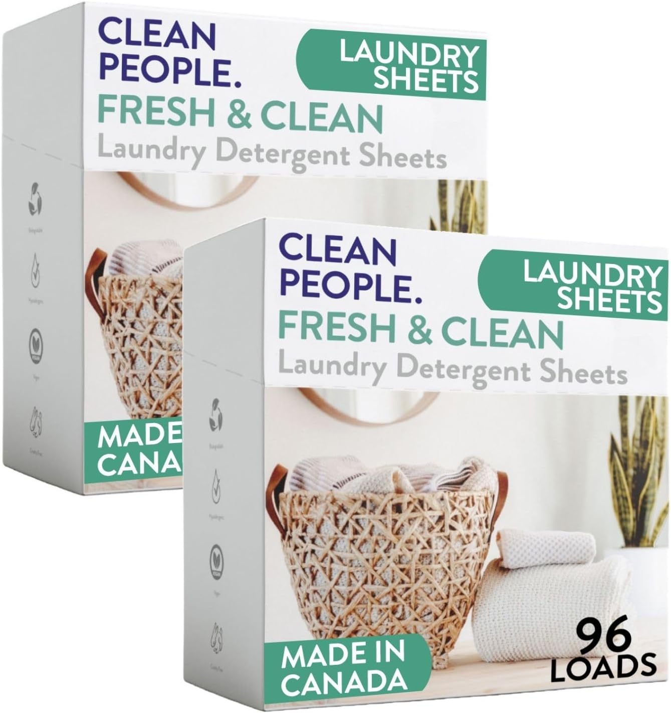 The Clean People Laundry Detergent Sheets - Hypoallergenic Laundry Soap - Ultra Concentrated, Recyclable Packaging, Stain Fighting - Fresh Scent, 32 Pack