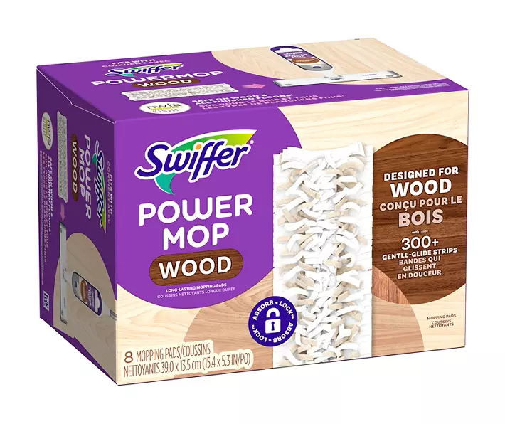 PowerMop Wood Mopping Pad Refills, 8-Count