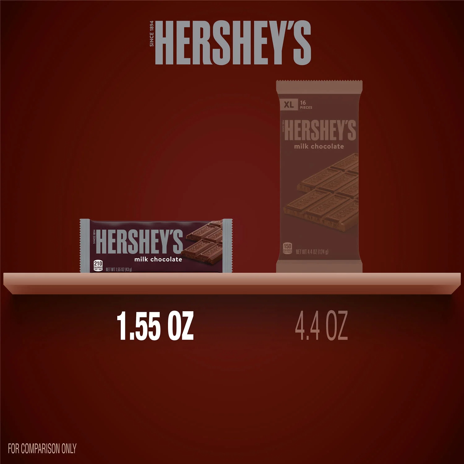 Hershey's Milk Chocolate Candy, Bars 1.55 oz, 36 Count