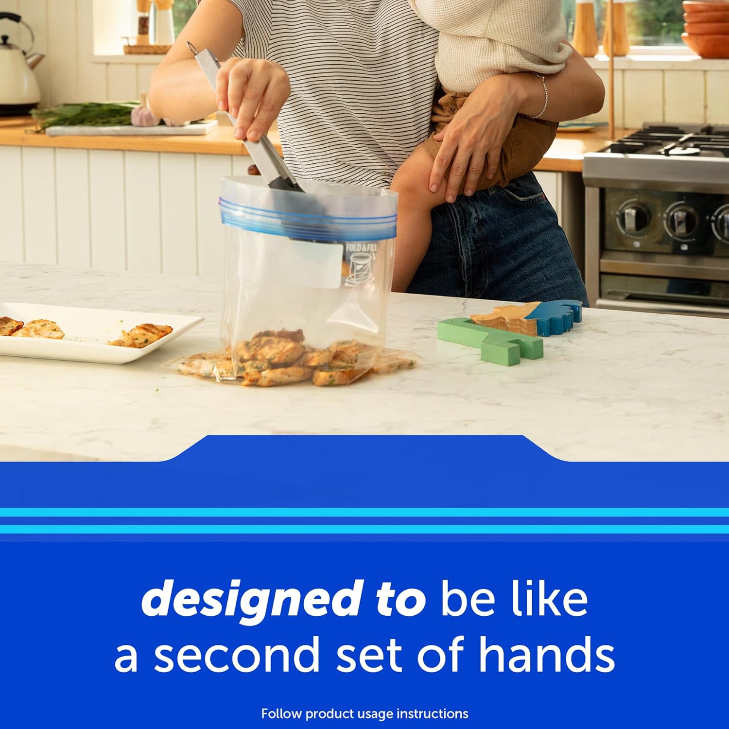 Ziploc Gallon Food Storage Freezer Bags, Stay Open Design with Stand-Up Bottom, Easy to Fill, 60 Count