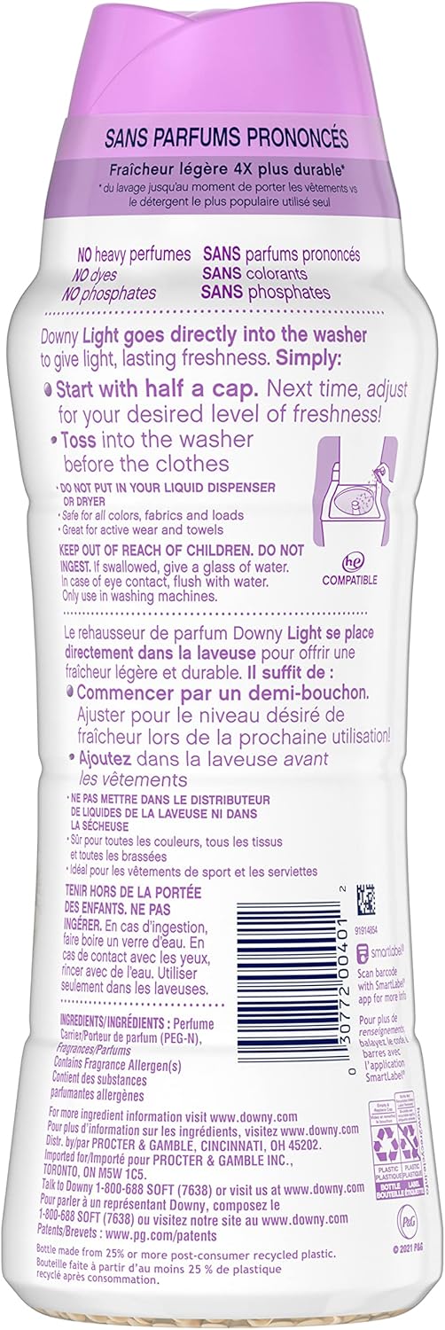 Downy Light In Wash Scent Booster Beads, Ocean Mist Scent, 24 oz, Downy Scent Booster Beads, Laundry Beads, No Heavy Perfumes