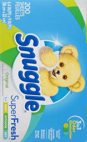 Snuggle Plus SuperFresh Fabric Softener Dryer Sheets with Static Control and Odor Eliminating Technology, Original, 200 Count