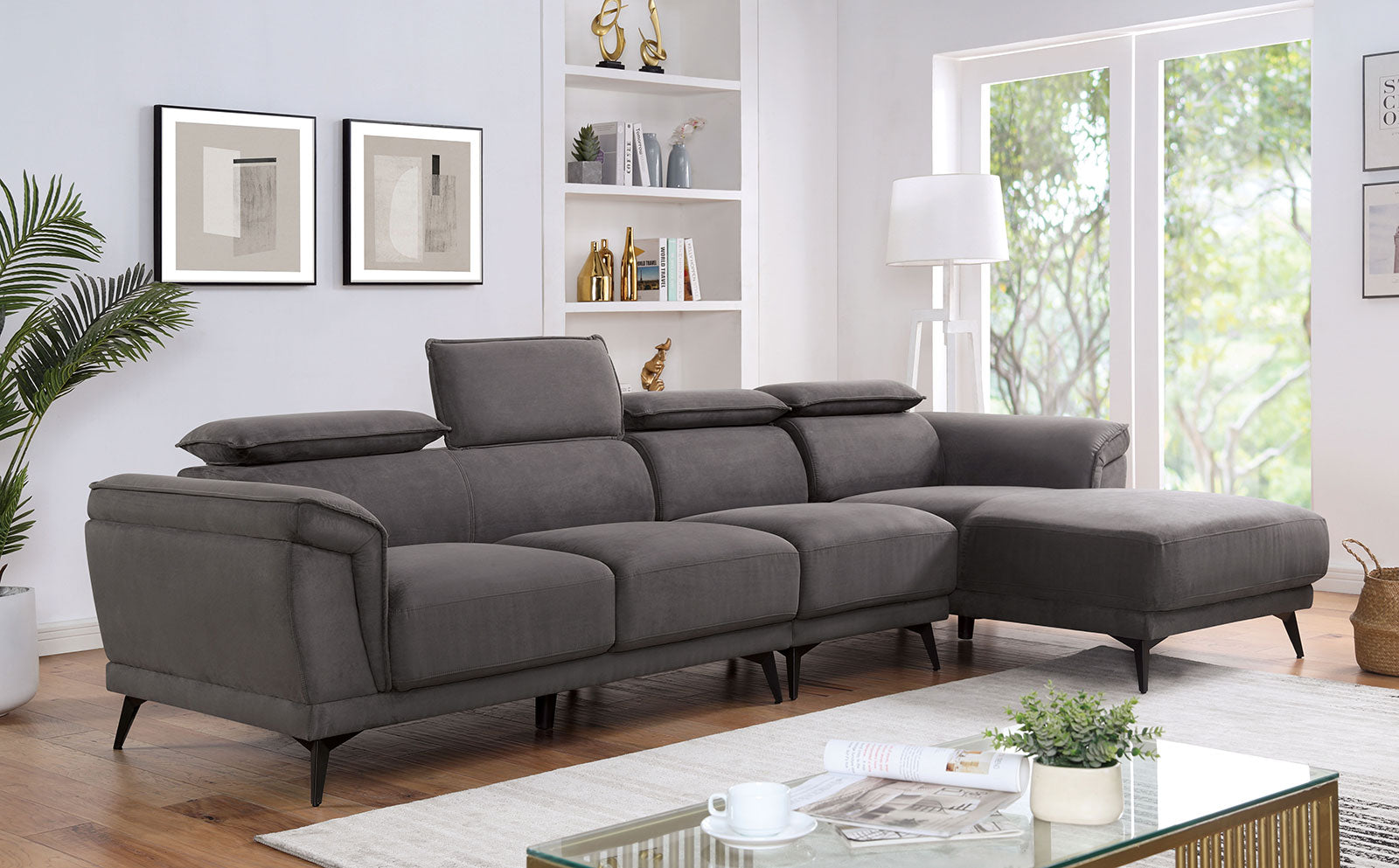 NAPANEE Sectional w/ Armless Chair, Dark Gray