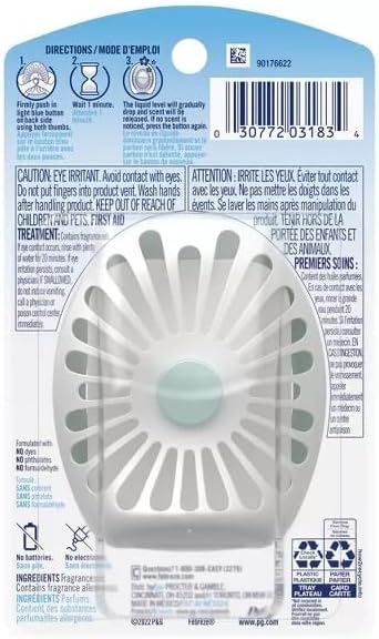 Febreze Small Spaces Air Freshener Linen & Sky, .25 fl. oz., Pack of 4