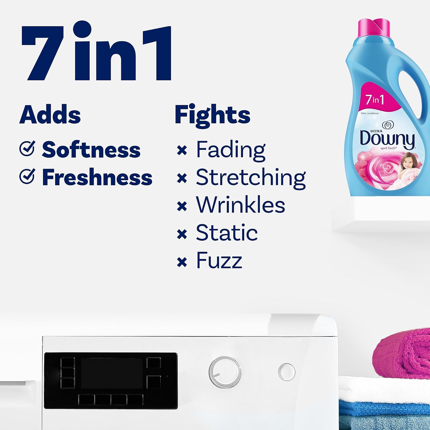 Downy Fabric Softener Liquid, Cool Cotton Scent, 140 fl oz, 190 Loads