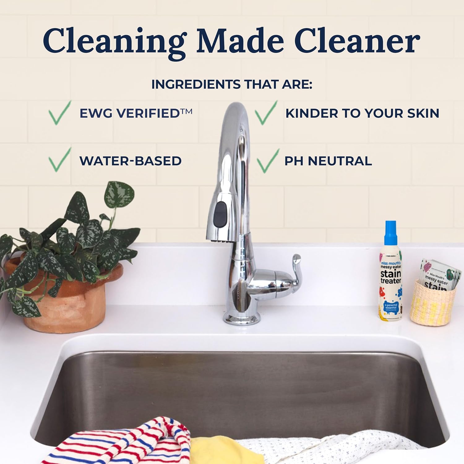 Miss Mouth's Messy Eater Stain Treater Spray - 4oz Stain Remover - Newborn & Baby Essentials - No Dry Cleaning Food, Grease, Coffee Off Laundry, Underwear, Fabric