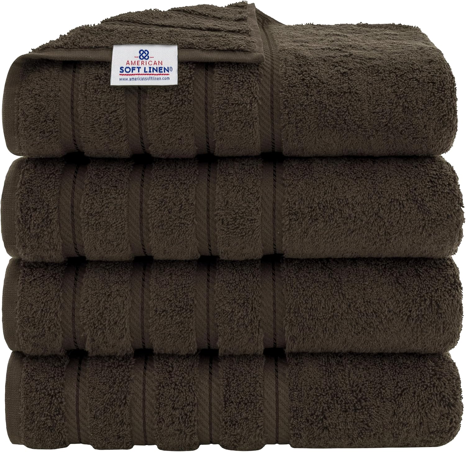 American Soft Linen Luxury 6 Piece Towel Set, 2 Bath Towels 2 Hand Towels 2 Washcloths, 100% Cotton Turkish Towels for Bathroom, Light Grey Towel Sets
