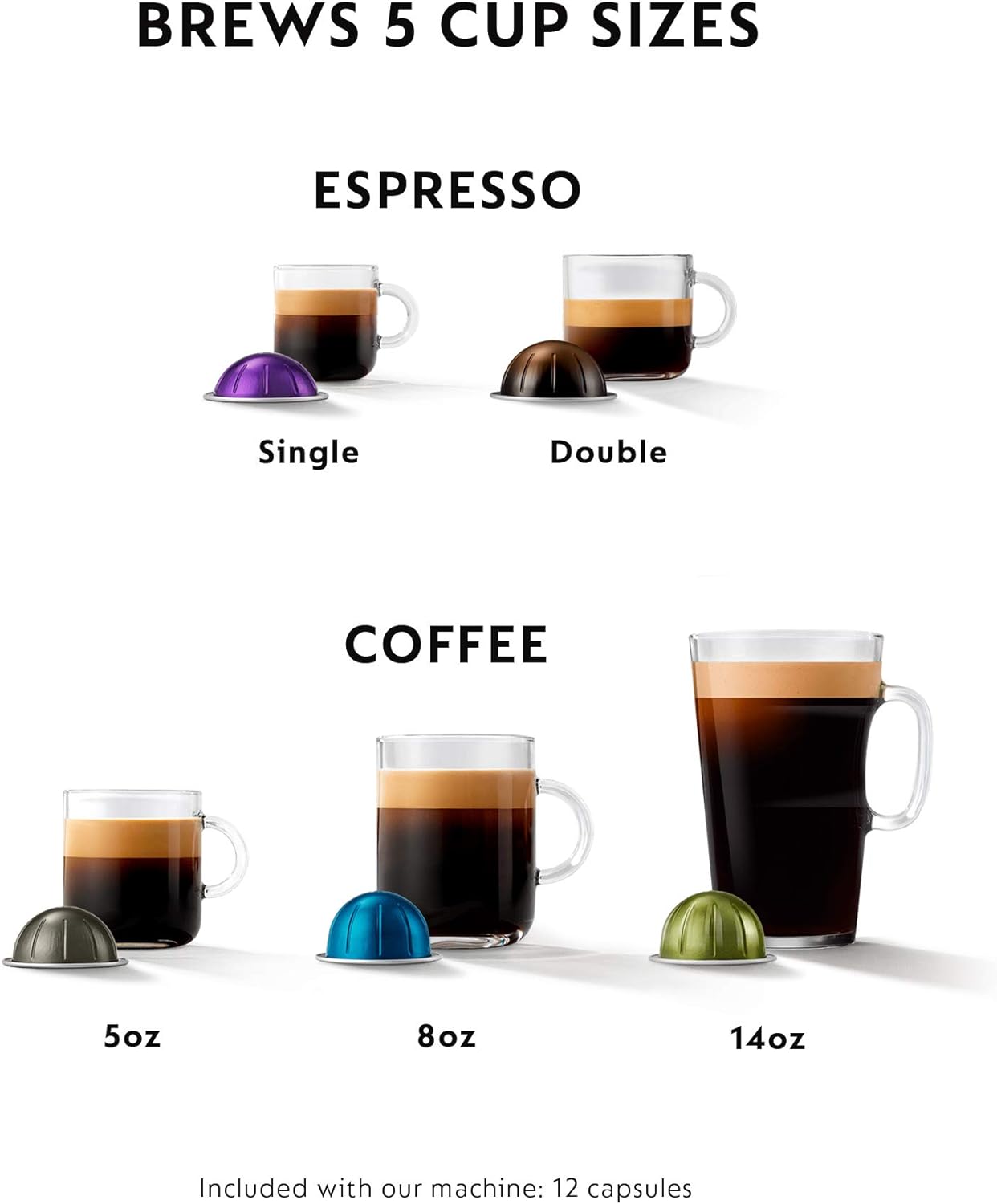 Nespresso Vertuo Plus Deluxe Coffee and Espresso Maker by De'Longhi, Matte Black