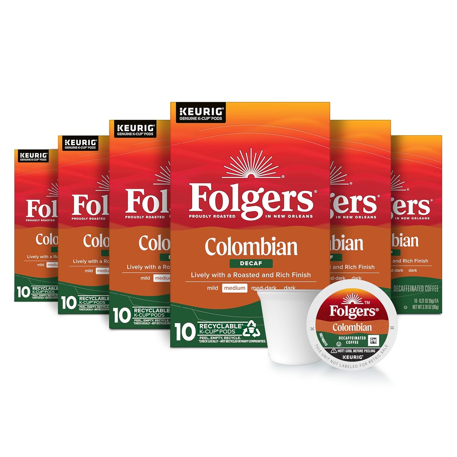 Folgers Classic Roast Medium Roast Coffee, 72 Keurig K-Cup Pods