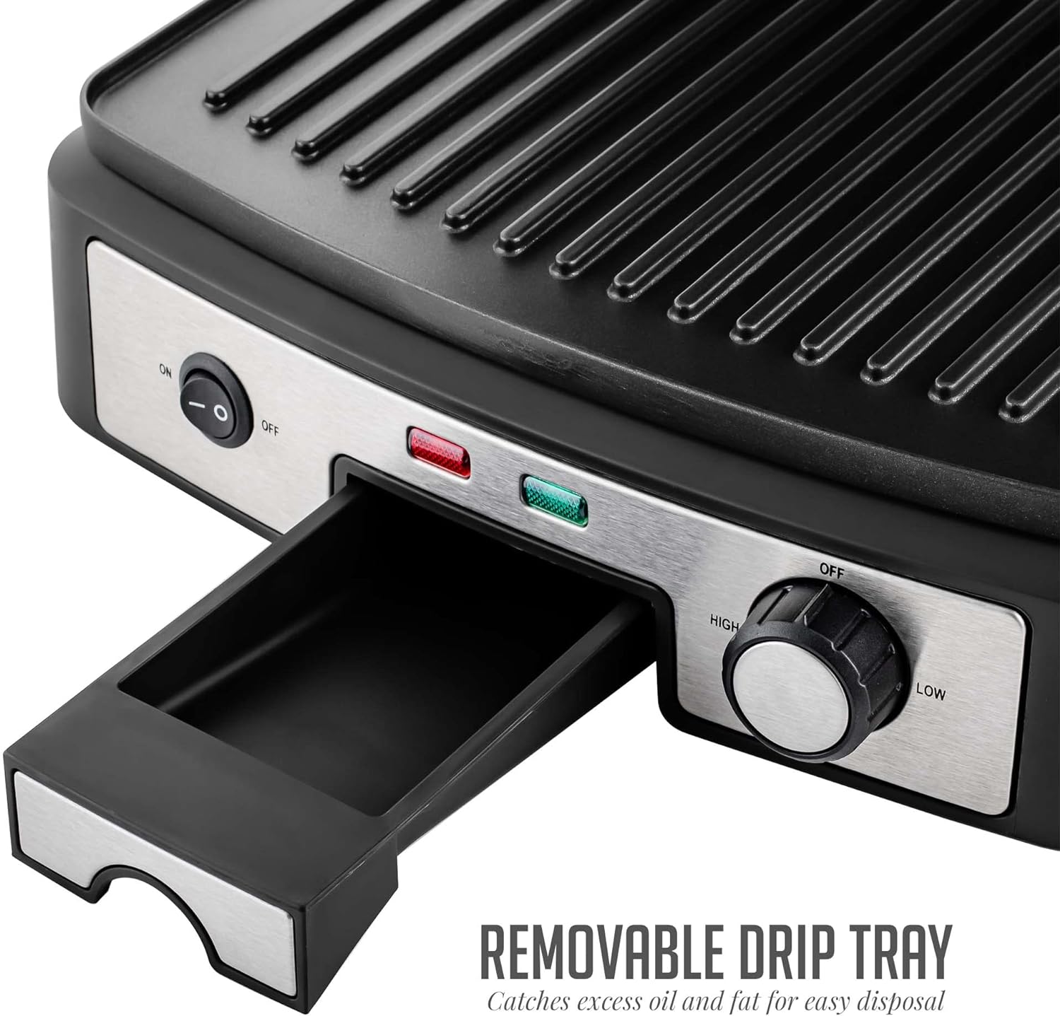 OVENTE Electric Sandwich Maker with Non-Stick Plates, Indicator Lights, Cool Touch Handle, Easy to Clean and Store, Perfect for Cooking Breakfast, Grilled Cheese, Tuna Melts and Snacks, Black GPS401B