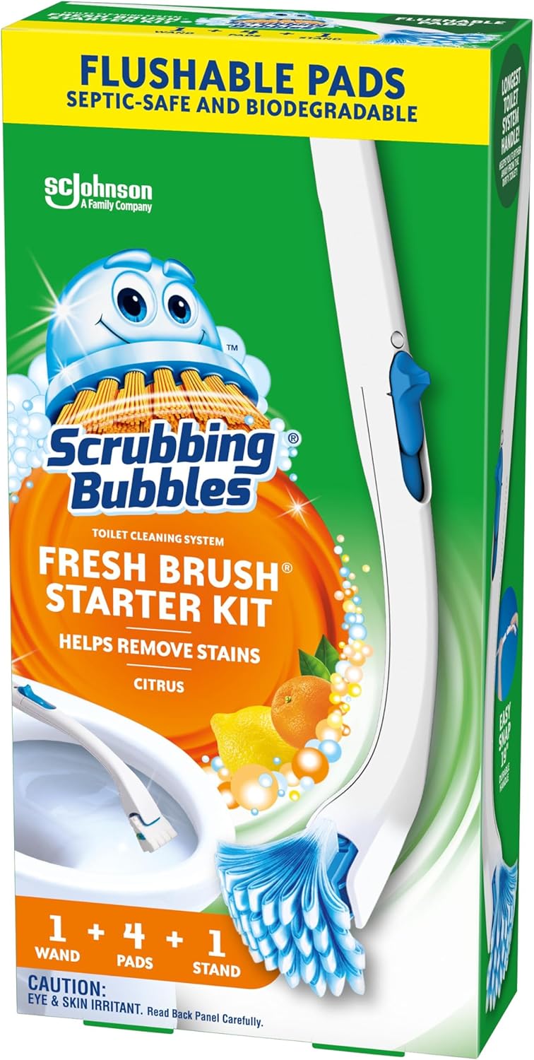 Scrubbing Bubbles Flushable Toilet Wand Refills, Fresh Brush Toilet Cleaner Refill Pads, Cleans Limescale & Fights Odors, Citrus Scent, 20 Count, Pack of 1
