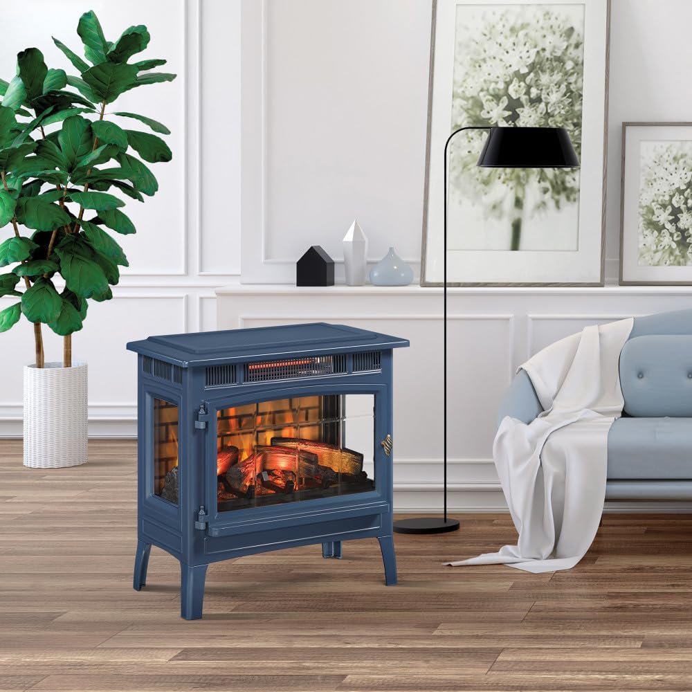 duraflame Freestanding Electric Fireplace Stove Heater with 3D Flame Effect for 1,000 Sq. Ft. Room, Black