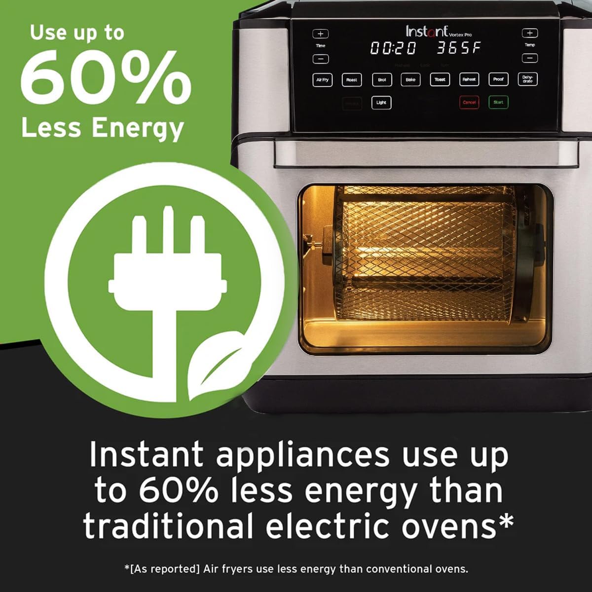 Instant Vortex Plus 6QT XL Air Fryer, 6-in-1, Broils, Dehydrates, Crisps, Roasts, Reheats, Bakes for Quick Easy Meals, 100+ In-App Recipes, Dishwasher-Safe, from the Makers of Instant Pot, Black