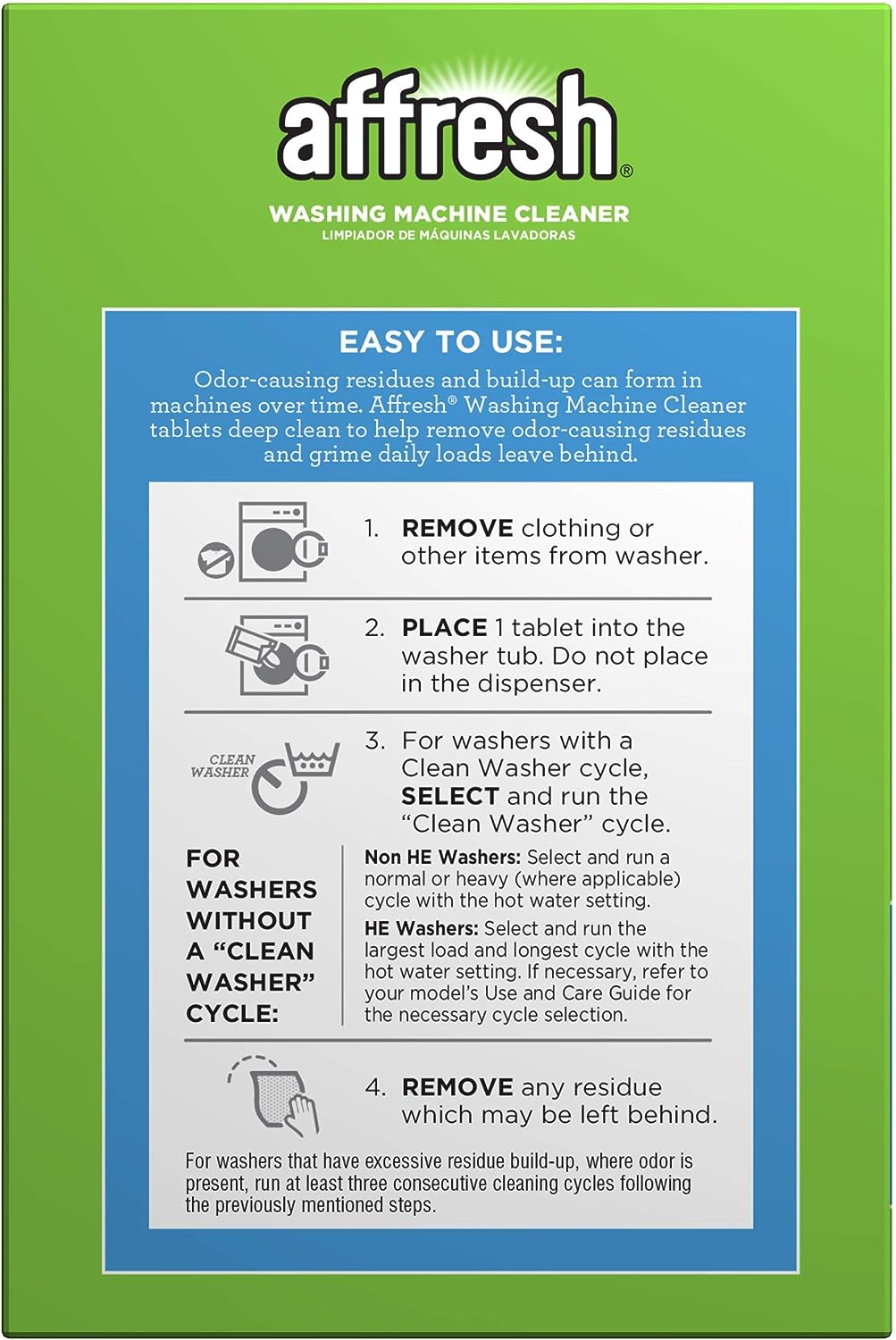Affresh Washing Machine Cleaner, Cleans Front Load and Top Load Washers, Including HE, 6 Tablets