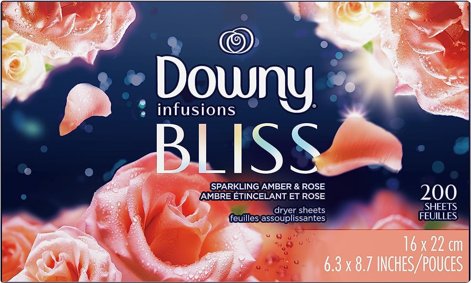 Downy Infusions Mega Dryer Sheets, Laundry Fabric Softener, CALM, Lavender and Vanilla Bean, 180 Count (3 box of 60 sheets)