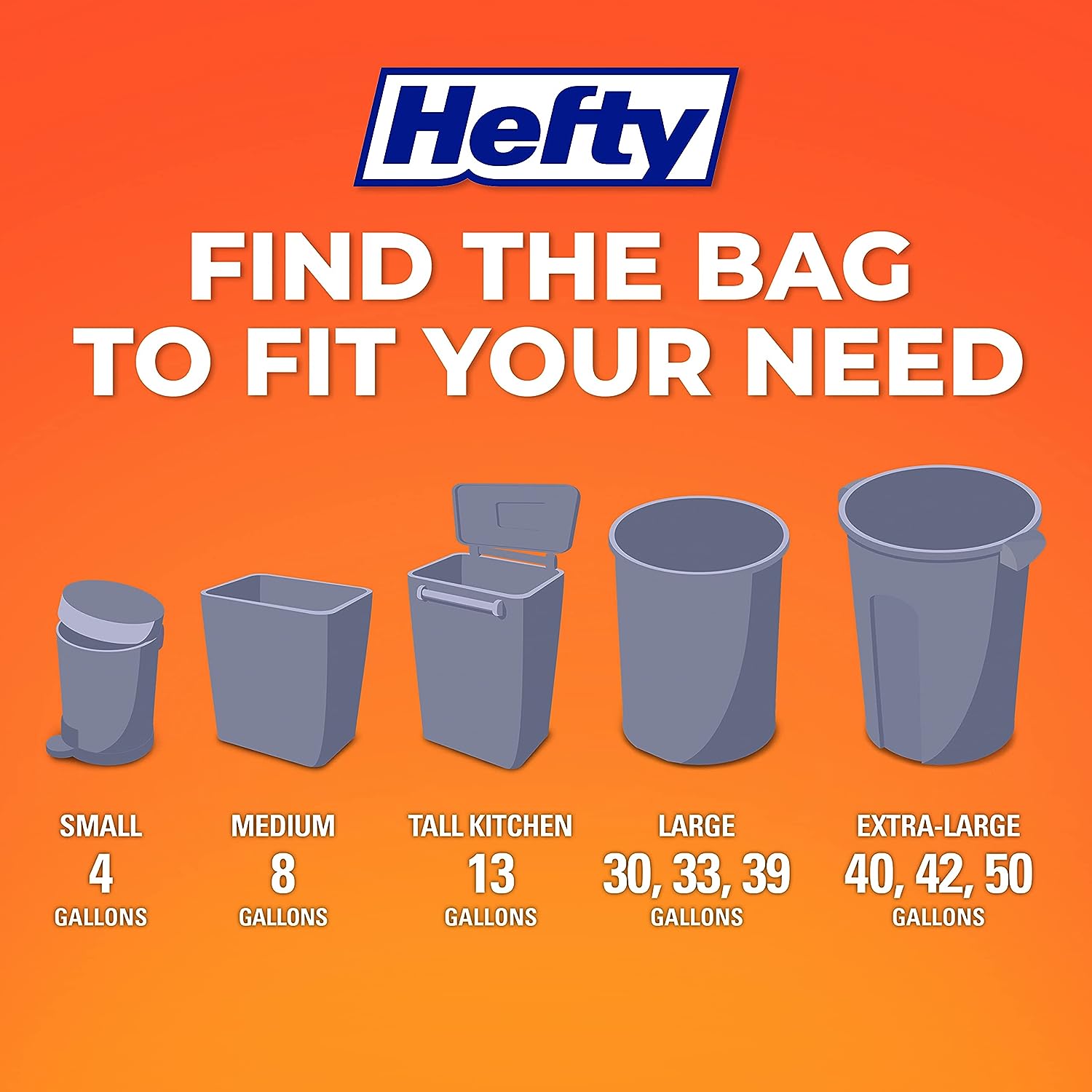 Hefty Small Garbage Bags, Flap Tie, Lavender & Sweet Vanilla Scent, 4 Gallon, 26 Count