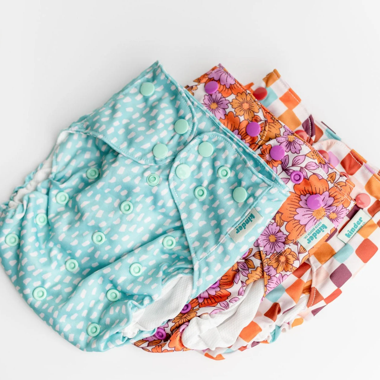 Kinder Cloth Diaper Co. Set of 3 Reusable Swim Diapers with Athletic Wicking Jersey (7-60lbs)