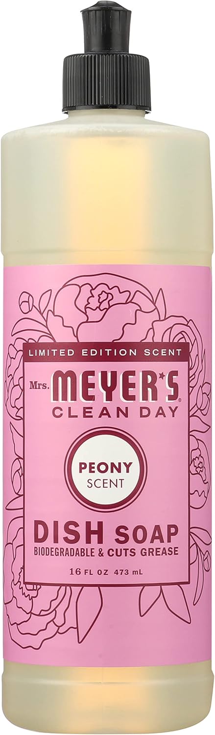 MRS. MEYER'S CLEAN DAY Liquid Dish Soap, Biodegradable Formula, Basil, 16 fl. oz - Pack of 3